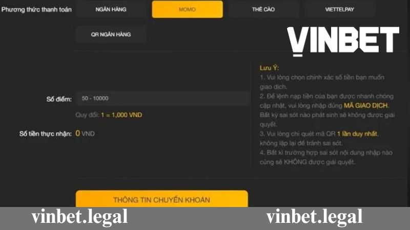 Hướng dẫn quy trình nạp tiền Vinbet nhanh chóng và đơn giản