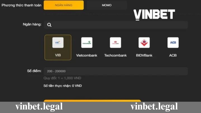 Nạp tiền Vinbet qua tài khoản ngân hàng